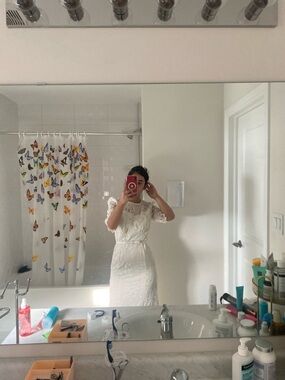 White Lace Midi Dress